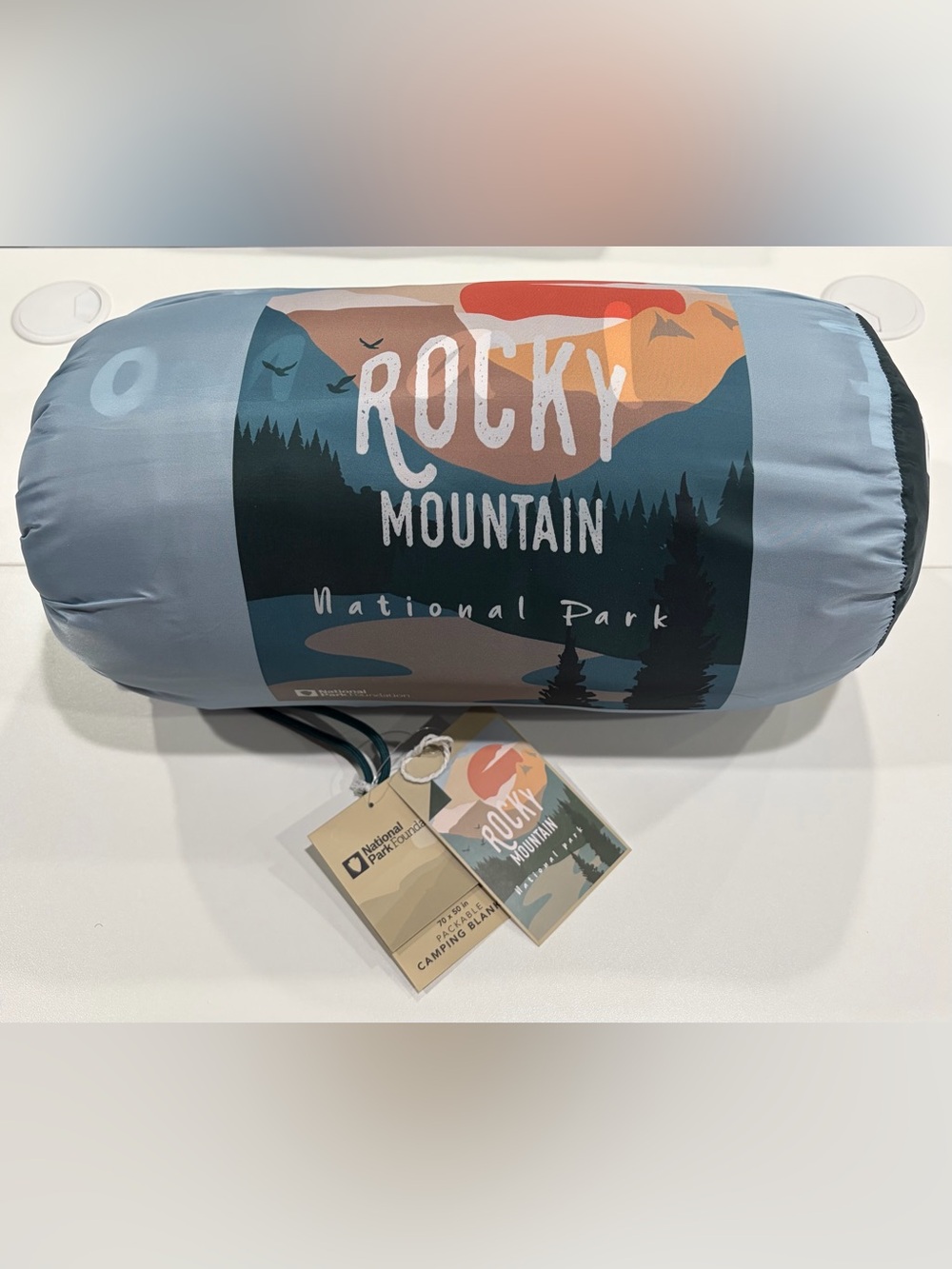 National Park Foundation Packable Camping Blanket Rocky Mountain NP 70x50" NWT